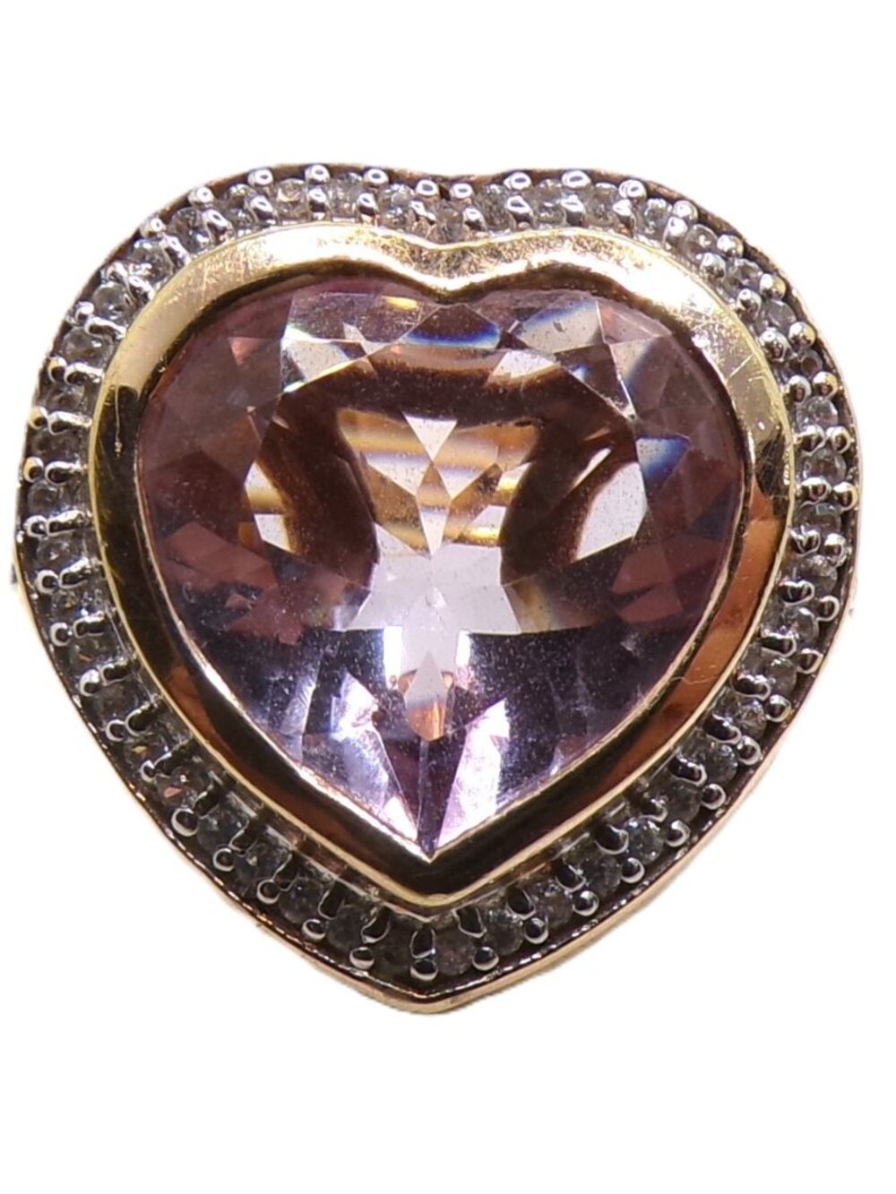 Chuck Clemency NYC II Heart‑Shaped Pink Amethyst Ring  Size 7, Gold‑Finished 925